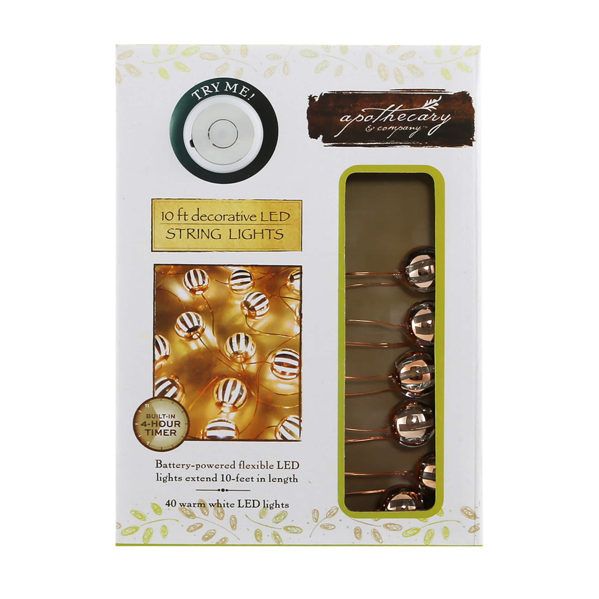 Apothecary & Company™ Decorative LED String Lights, Striped Micro Balls